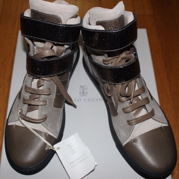Brunello Cucinelli Shoes - BRUNELLO CUCINELLI SUEDE MIX MEDIA LEATHR SNEAKER